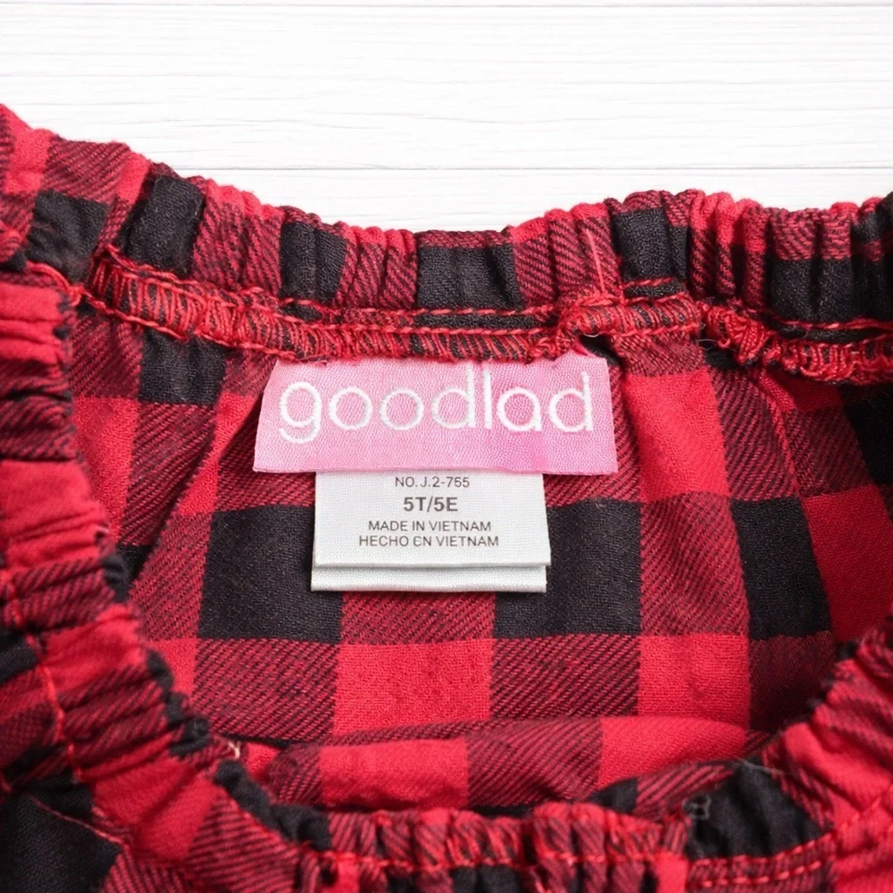 GoodLad- Black Plaid Dress with Lace Hem